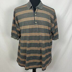 Bobby Jones Gray Orange Double Striped Polo Shirt Size XL